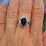 Ellibelle Jewellery Vintage 1986 Natural Blue Sapphire & Diamond Cluster Ring