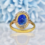 Ellibelle Jewellery Vintage 1986 Natural Blue Sapphire & Diamond Cluster Ring