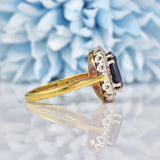 Ellibelle Jewellery Vintage 1986 Natural Blue Sapphire & Diamond Cluster Ring