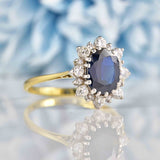 Ellibelle Jewellery Vintage 1986 Sapphire & Diamond 18ct Gold Cluster Ring