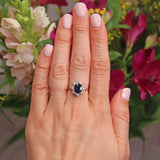 Ellibelle Jewellery Vintage 1986 Sapphire & Diamond 18ct Gold Cluster Ring
