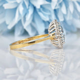 Ellibelle Jewellery Vintage 1987 Aquamarine & Diamond Gold Halo Ring