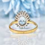 Ellibelle Jewellery Vintage 1987 Aquamarine & Diamond Gold Halo Ring
