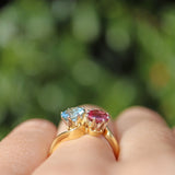 Ellibelle Jewellery Vintage 1987 Aquamarine & Ruby Toi et Moi Engagement Ring
