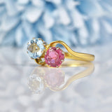 Ellibelle Jewellery Vintage 1987 Aquamarine & Ruby Toi et Moi Engagement Ring