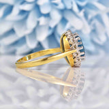 Ellibelle Jewellery Vintage 1987 London Blue Topaz & Diamond 18ct Gold Cluster Ring