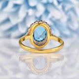 Ellibelle Jewellery Vintage 1987 London Blue Topaz & Diamond 18ct Gold Cluster Ring