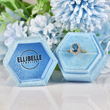 Ellibelle Jewellery Vintage 1987 London Blue Topaz & Diamond 18ct Gold Cluster Ring