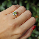 Ellibelle Jewellery Vintage 1987 Peridot & Diamond 18ct Gold Cluster Ring