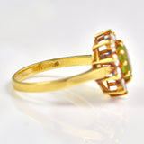 Ellibelle Jewellery Vintage 1987 Peridot & Diamond 18ct Gold Cluster Ring