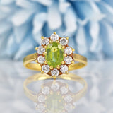 Ellibelle Jewellery Vintage 1987 Peridot & Diamond 18ct Gold Cluster Ring