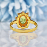 Ellibelle Jewellery Vintage 1987 Peridot & Diamond 18ct Gold Cluster Ring