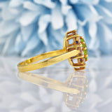 Ellibelle Jewellery Vintage 1987 Peridot & Diamond 18ct Gold Cluster Ring