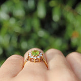 Ellibelle Jewellery Vintage 1987 Peridot & Diamond 18ct Gold Cluster Ring
