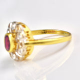Ellibelle Jewellery Vintage 1987 Ruby & Diamond 18ct Gold Ring
