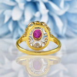 Ellibelle Jewellery Vintage 1987 Ruby & Diamond 18ct Gold Ring