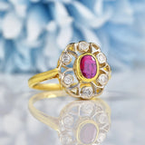 Ellibelle Jewellery Vintage 1987 Ruby & Diamond 18ct Gold Ring