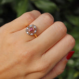 Ellibelle Jewellery Vintage 1987 Ruby & Diamond 18ct Gold Ring