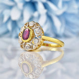 Ellibelle Jewellery Vintage 1987 Ruby & Diamond 18ct Gold Ring