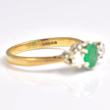Ellibelle Jewellery Vintage 1988 Emerald & Diamond Three Stone Ring