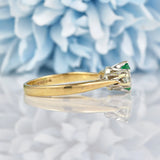 Ellibelle Jewellery Vintage 1988 Emerald & Diamond Three Stone Ring