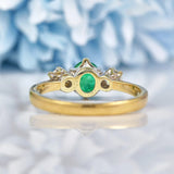 Ellibelle Jewellery Vintage 1988 Emerald & Diamond Three Stone Ring
