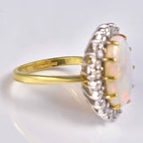 Ellibelle Jewellery Vintage 1988 Natural Opal & Diamond Cluster Ring