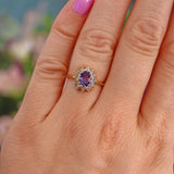 Ellibelle Jewellery Vintage 1988 Purple Sapphire & Diamond Cluster Ring