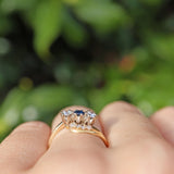 Ellibelle Jewellery Vintage 1988 Sapphire & Diamond Three Stone Bypass Ring
