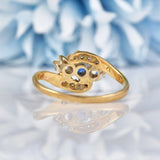 Ellibelle Jewellery Vintage 1988 Sapphire & Diamond Three Stone Bypass Ring