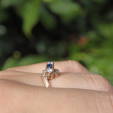 Ellibelle Jewellery Vintage 1988 Sapphire & Diamond Three Stone Bypass Ring