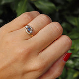 Ellibelle Jewellery Vintage 1988 Sapphire & Diamond Three Stone Bypass Ring
