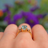 Ellibelle Jewellery Vintage 1989 Aquamarine & Diamond 18ct Gold Ring