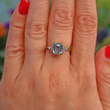 Ellibelle Jewellery Vintage 1989 Aquamarine & Diamond 18ct Gold Ring