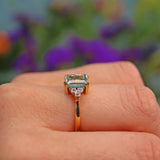 Ellibelle Jewellery Vintage 1989 Aquamarine & Diamond 18ct Gold Ring