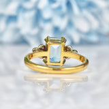 Ellibelle Jewellery Vintage 1989 Aquamarine & Diamond 18ct Gold Ring
