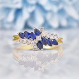 Ellibelle Jewellery Vintage 1989 Blue Sapphire & Diamond Marquise Cluster Ring