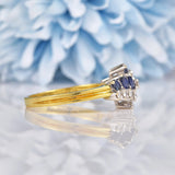 Ellibelle Jewellery Vintage 1989 Blue Sapphire & Diamond Marquise Cluster Ring