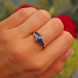 Ellibelle Jewellery Vintage 1989 Blue Sapphire & Diamond Marquise Cluster Ring