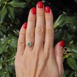 Ellibelle Jewellery Vintage 1989 Emerald & Diamond 18ct Gold Cluster Ring
