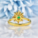 Ellibelle Jewellery Vintage 1989 Emerald & Diamond 18ct Gold Cluster Ring