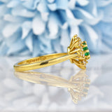 Ellibelle Jewellery Vintage 1989 Emerald & Diamond 18ct Gold Cluster Ring