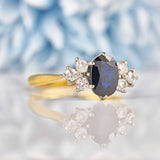 Ellibelle Jewellery Vintage 1989 Sapphire & Diamond 18ct Gold Seven Stone Ring