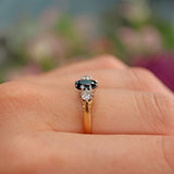 Ellibelle Jewellery Vintage 1989 Sapphire & Diamond Three Stone Engagement Ring