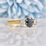 Ellibelle Jewellery Vintage 1989 Sapphire & Diamond Three Stone Engagement Ring