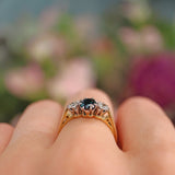 Ellibelle Jewellery Vintage 1989 Sapphire & Diamond Three Stone Engagement Ring