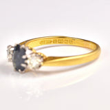 Ellibelle Jewellery Vintage 1989 Sapphire & Diamond Three Stone Engagement Ring