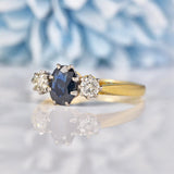 Ellibelle Jewellery Vintage 1989 Sapphire & Diamond Three Stone Engagement Ring