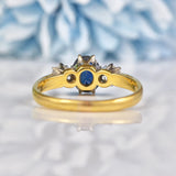Ellibelle Jewellery Vintage 1989 Sapphire & Diamond Three Stone Engagement Ring