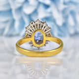 Ellibelle Jewellery Vintage 1990 Ceylon Sapphire & Diamond 18ct Gold Cluster Ring